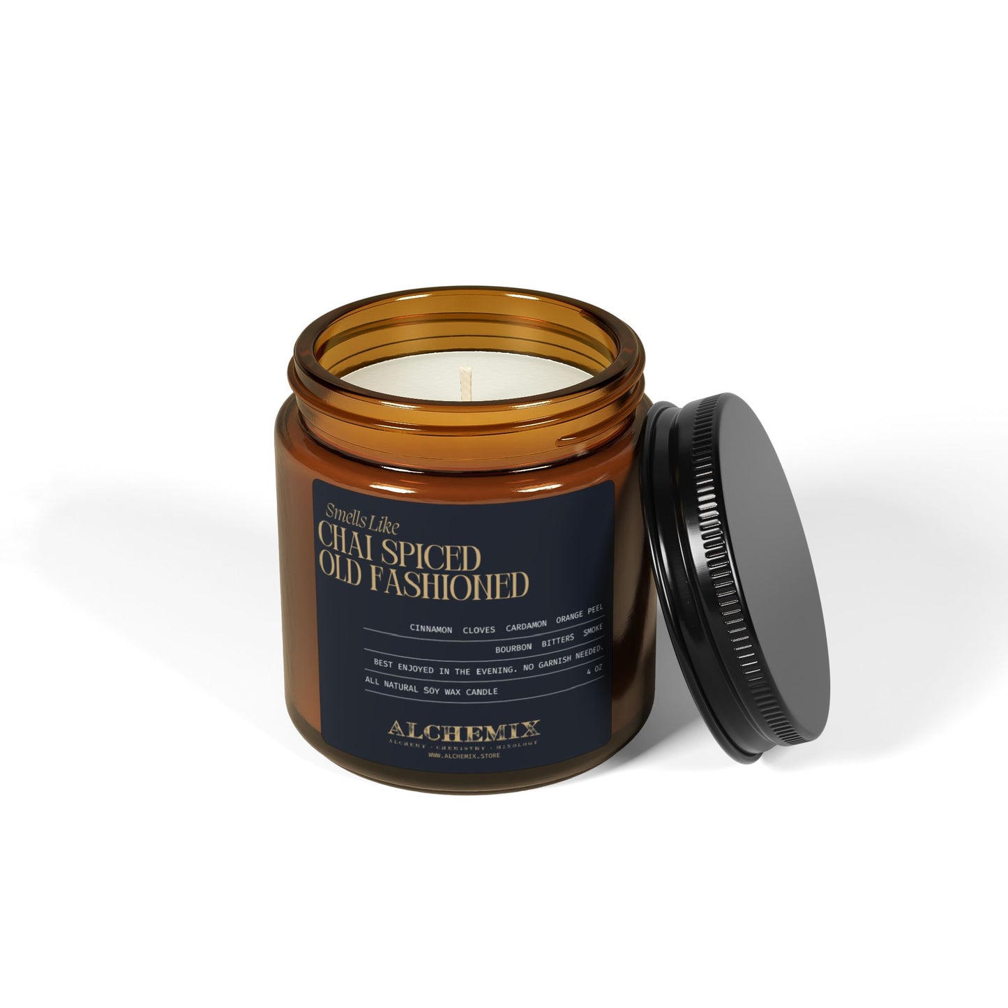 Chai Spiced Old Fashioned Soy Candle — Amber Jar