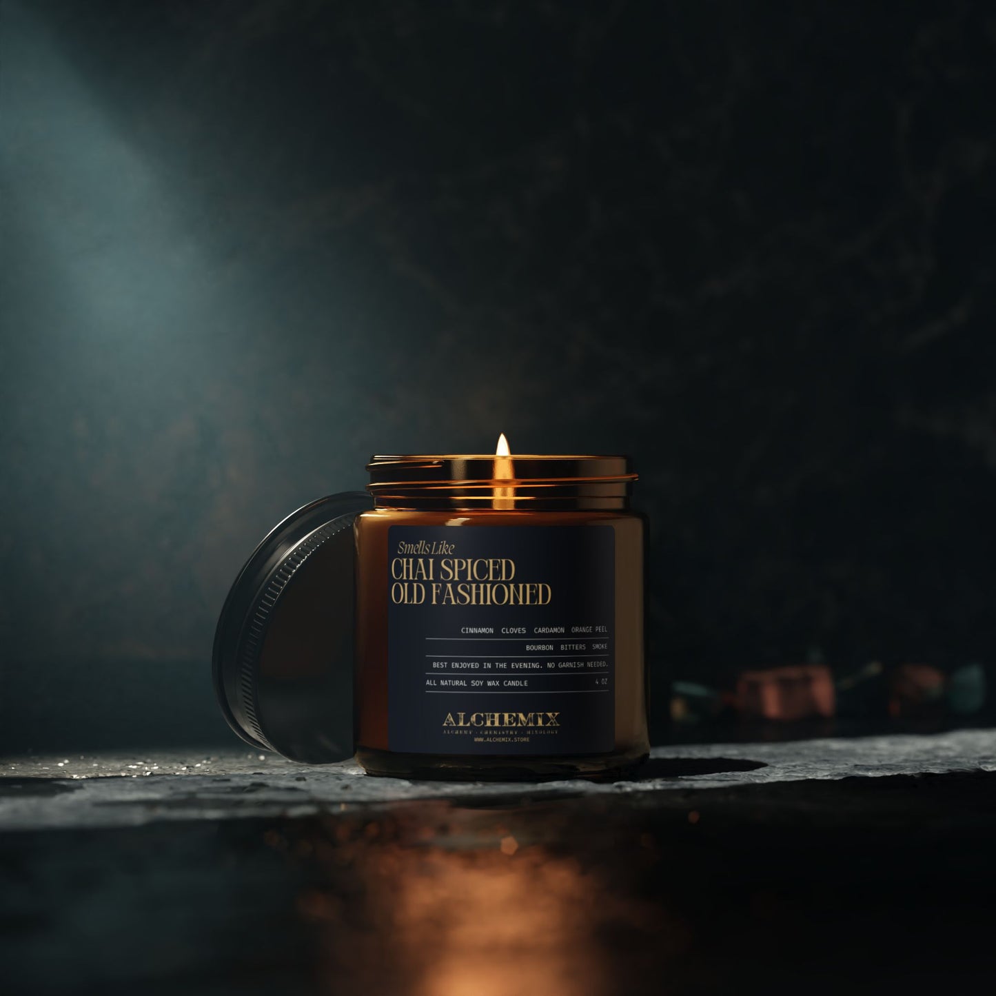 Chai Spiced Old Fashioned Soy Candle — Amber Jar